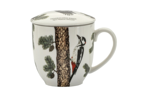 Komplet kubek sitko porcelana by Agata Hajdecka dzięcioł