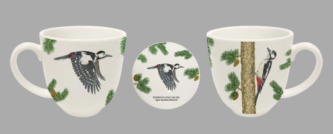 Komplet kubek sitko porcelana by Agata Hajdecka dzięcioł