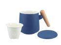 Zestaw kubek z zaparzaczem do herbaty ceramika niebieski
