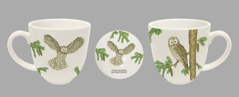 Komplet kubek sitko ptaki polski Hajdecka puszczyk uralski