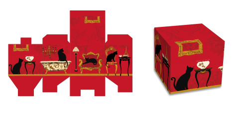 Kubek prosty czarny kot na prezent do herbaty kawy porcelana