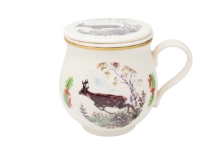 Kubek z Mieroszowa baryłka sitko sarna pokrywka