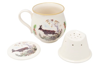 Kubek z Mieroszowa baryłka sitko sarna pokrywka