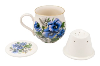 Kubek z Mieroszowa zaparzacz baryłka kwiaty
