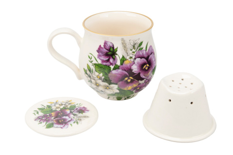 Kubek z Mieroszowa zaparzacz baniasty bratki