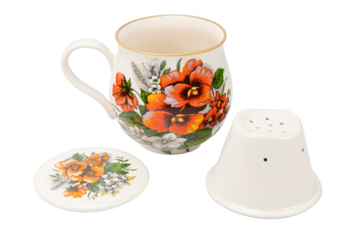 Kubek Mieroszów zaparzacz baryłka kwiaty sitko