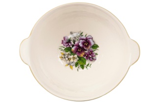 Miseczka z uszkami do zupy mleka Mieroszów bratki