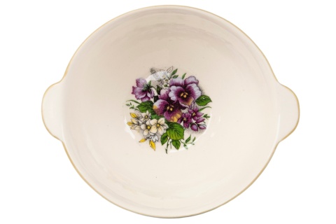 Miseczka z uszkami do zupy mleka Mieroszów bratki