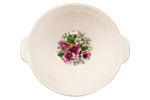 Miseczka z uszkami do zupy mleka Mieroszów bratki