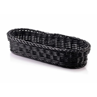 Czarny polirattanowy koszyk na sztućce Sino na stół black