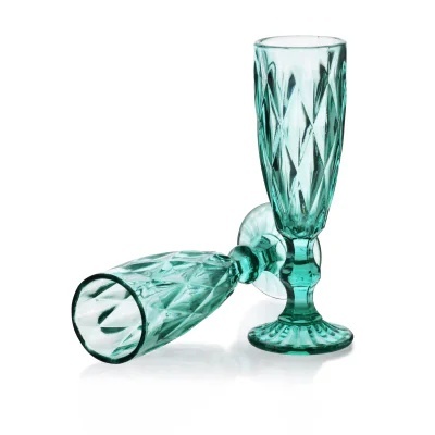 Zestaw 6 kieliszków Elise do szampana turkusowe prezent