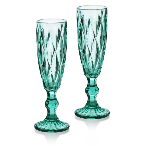 Zestaw 6 kieliszków Elise do szampana turkusowe prezent