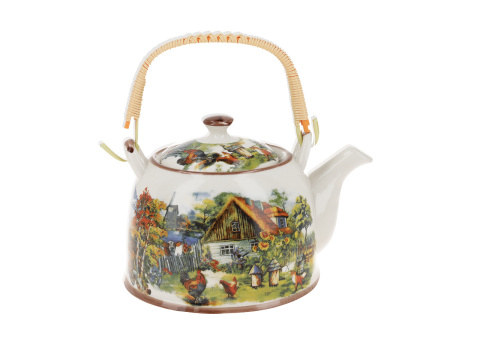 Komplet dzbanek czajnik ceramiczny z sitkiem dworek dom