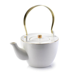Dzbanek czajnik porcelanowy biały złoty do herbaty ziół