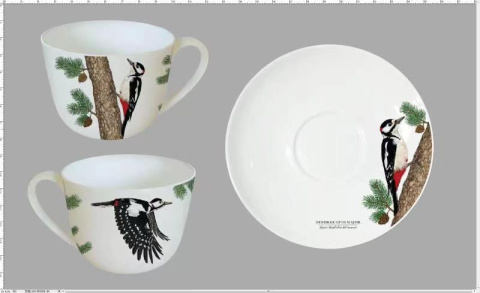 Zestaw filiżanka do herbaty w pudełku dzięcioł Hajdecka