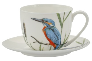 Zestaw filiżanka do kawy w pudełku zimorodek ptaki polskie