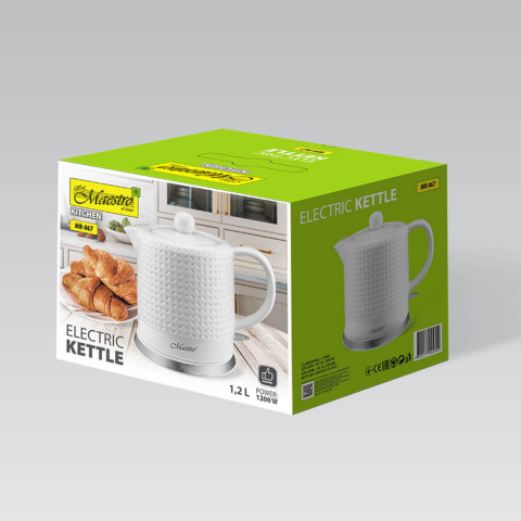 Czajnik elektryczny ceramiczny do herbaty 1,2 litra Maestro MR067 biały