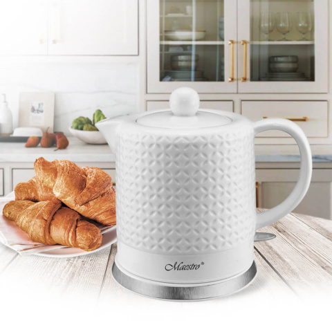 Czajnik elektryczny ceramiczny do herbaty 1,2 litra Maestro MR067 biały