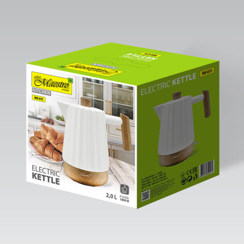 Czajnik elektryczny ceramika do wody 2l Maestro biały brąz