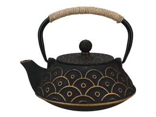 Czarny złoty dzbanek żeliwny do herbaty z zaparzaczem 0,8l