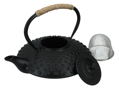 Czarny dzbanek żeliwny do parzenia herbaty sitko 780 ml