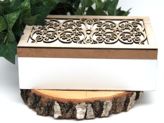 Drewniana skrzynka na herbatę na prezent pudełko biel brąz