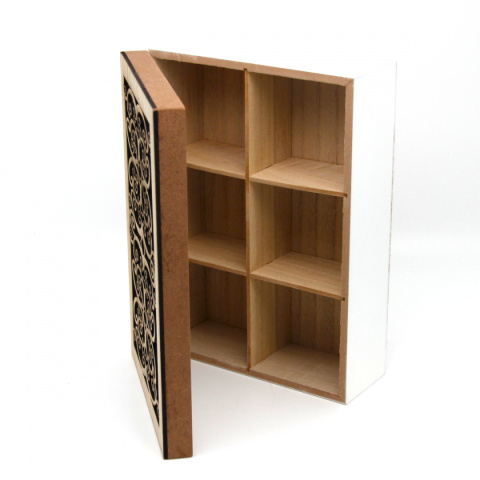 Drewniana skrzynka na herbatę na prezent pudełko biel brąz