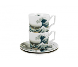 Komplet 2 filiżanki ze spodkami espresso luxury Hokusai