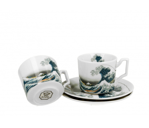 Komplet 2 filiżanki ze spodkami espresso luxury Hokusai