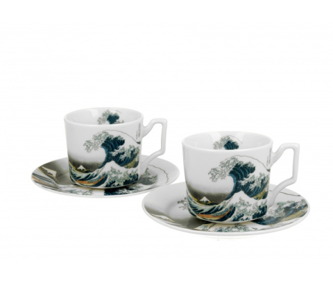 Komplet 2 filiżanki ze spodkami espresso luxury Hokusai