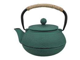 Dzbanek żeliwny do parzenia herbaty zielony z filtrem 0,9l