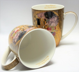 Komplet dwa kubki porcelanowe Klimt Pocałunek na prezent