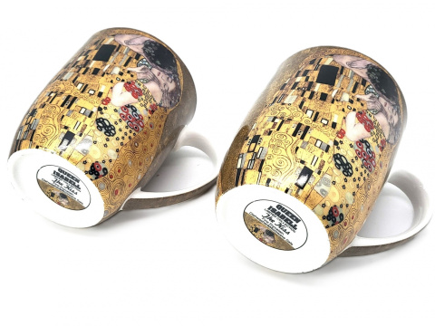 Komplet dwa kubki porcelanowe Klimt Pocałunek na prezent