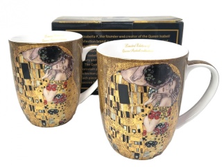 Komplet dwa kubki porcelanowe Klimt Pocałunek na prezent