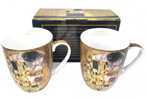 Komplet dwa kubki porcelanowe Klimt Pocałunek na prezent