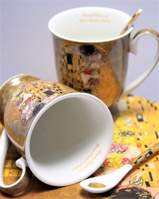 Komplet dwóch porcelanowych kubków z motywem Klimta