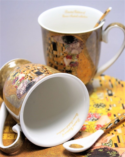 Komplet dwóch porcelanowych kubków z motywem Klimta
