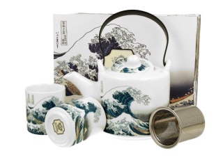 Komplet dzbanek 2 kubki czarki do herbaty wave fala Hokusai