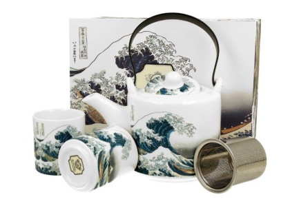 Komplet dzbanek 2 kubki czarki do herbaty wave fala Hokusai