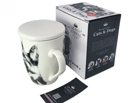 Komplet kubek sitko do ziół Queen Isabell pies owczarek