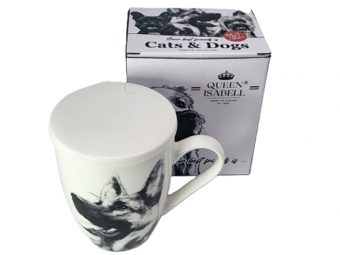 Komplet kubek sitko do ziół Queen Isabell pies owczarek