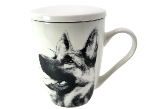 Komplet kubek sitko do ziół Queen Isabell pies owczarek