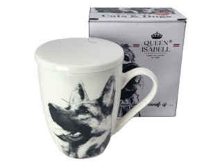 Komplet kubek sitko do ziół Queen Isabell pies owczarek