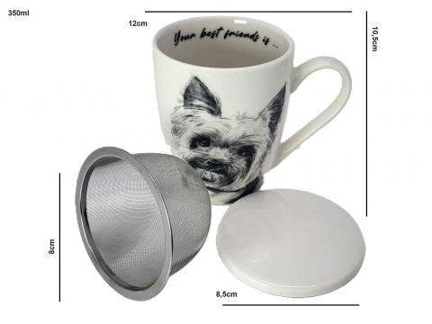Zestaw kubek sitko do herbaty Queen Isabell pies york