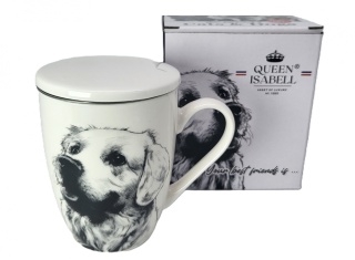 Zestaw kubek sitko do ziół Queen Isabell pies labrador