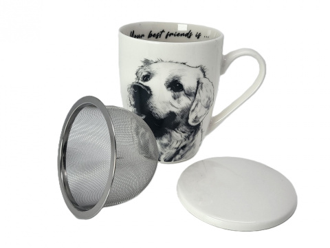 Zestaw kubek sitko do ziół Queen Isabell pies labrador
