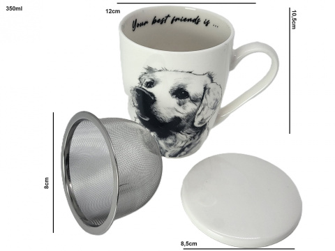 Zestaw kubek sitko do ziół Queen Isabell pies labrador