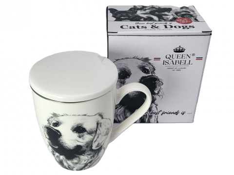 Zestaw kubek sitko do ziół Queen Isabell pies labrador