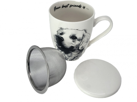 Zestaw kubek sitko do ziół Queen Isabell pies labrador