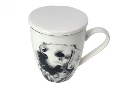 Zestaw kubek sitko do ziół Queen Isabell pies labrador